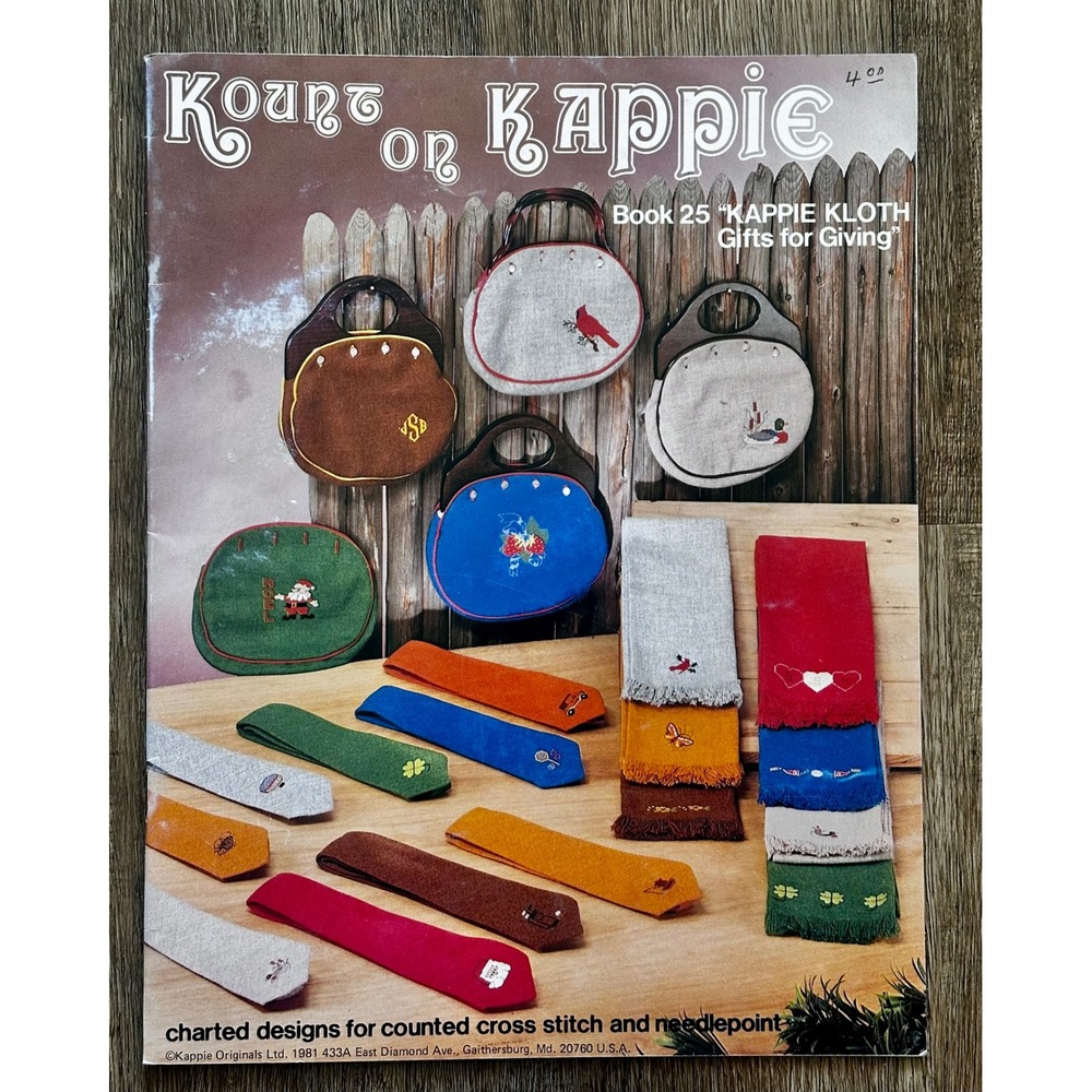Vintage 1981 Kappie Originals Book 25 Cross Stitch Needlepoint Patterns Gifts